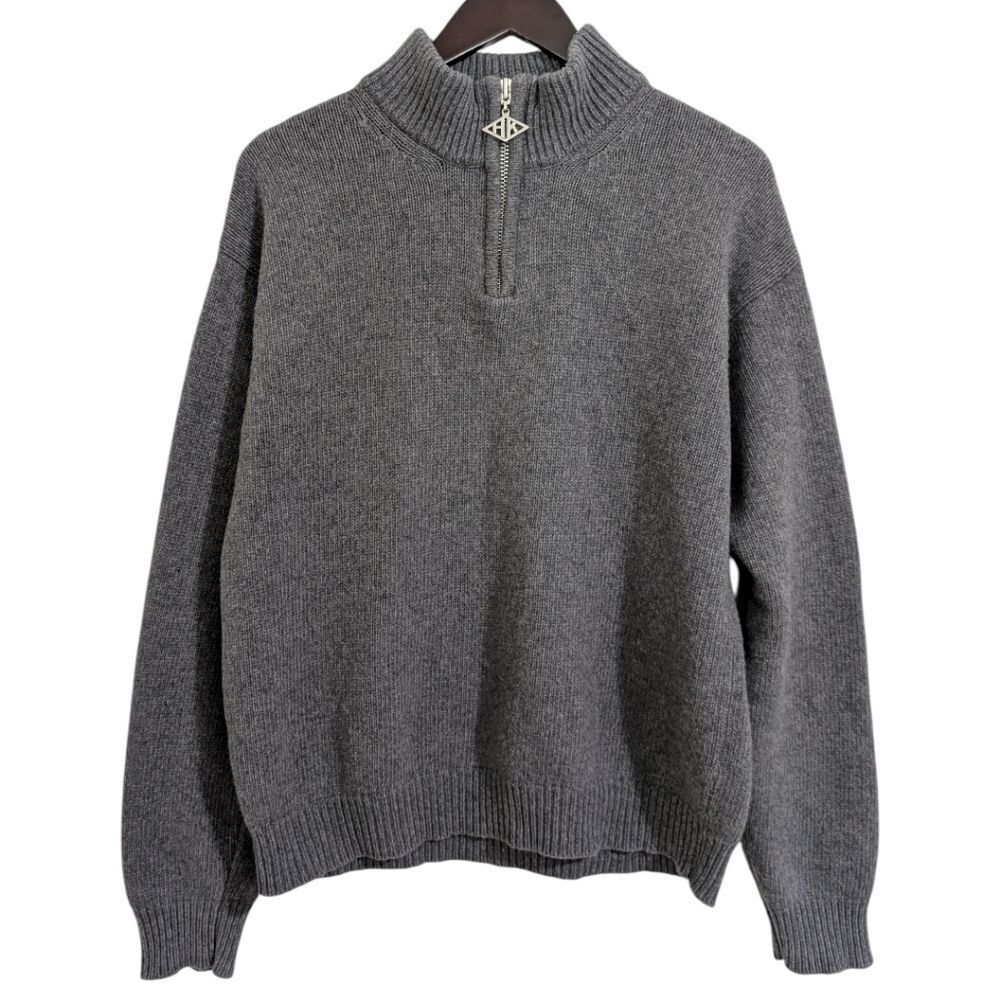 Han Kjobenhavn Grey Wool Blend Quarter-Zip Sweater - Size L